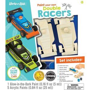 Works Of Ahhh Paint Your Own Double Racers Kit With Non-Toxic Acrylic Paints & S